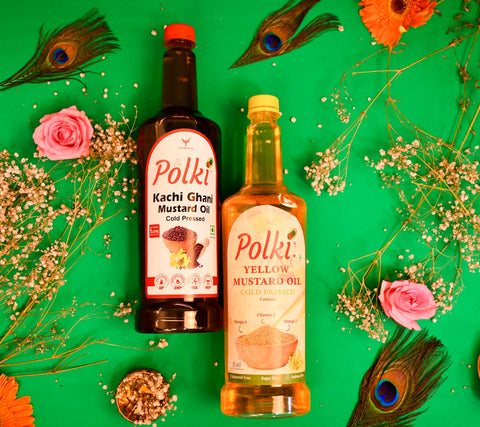 Polki Kacchi Ghani and Yellow Mustard Oil Combo 1 Litre
