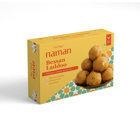 Naman Indian Sweet Desi Ghee Besan Laddoo with Dryfruits Box